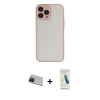 MARSİLYAN™- iPhone 13 Pro Max Kılıf Ahenk Çizgi Serisi - Şeffaf Pasifik Cam Ekran Koruyucu + Rainbow Kamera Lens Koruma Cam - KI