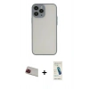 MARSİLYAN™- iPhone 13 Pro Max Kılıf Ahenk Çizgi Serisi - Şeffaf Pasifik Cam Ekran Koruyucu + Rainbow Kamera Lens Koruma Cam - KI