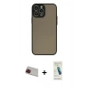 MARSİLYAN™- iPhone 13 Pro Max Kılıf Ahenk Çizgi Serisi - Şeffaf Pasifik Cam Ekran Koruyucu + Rainbow Kamera Lens Koruma Cam - KI
