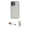 MARSİLYAN™- iPhone 13 Pro Max Kılıf Ahenk Çizgi Serisi - Şeffaf Pasifik Cam Ekran Koruyucu + Pers Alüminyum Kamera Lens - KI