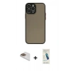 MARSİLYAN™- iPhone 13 Pro Max Kılıf Ahenk Çizgi Serisi - Şeffaf Pasifik Cam Ekran Koruyucu + Pers Alüminyum Kamera Lens - GD