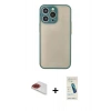 MARSİLYAN™- iPhone 13 Pro Max Kılıf Ahenk Çizgi Serisi - Şeffaf Pasifik Cam Ekran Koruyucu + Pers Alüminyum Kamera Lens - KI