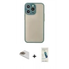 MARSİLYAN™- iPhone 13 Pro Max Kılıf Ahenk Çizgi Serisi - Şeffaf Pasifik Cam Ekran Koruyucu + Pers Alüminyum Kamera Lens - GD