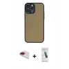 MARSİLYAN™- iPhone 13 Pro Max Kılıf Ahenk Çizgi Serisi - Şeffaf Pasifik Cam Ekran Koruyucu + Pers Alüminyum Kamera Lens - KI
