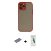 MARSİLYAN™- iPhone 13 Pro Max Kılıf Ahenk Çizgi Serisi - Şeffaf Pasifik Cam Ekran Koruyucu + Renkli Kamera Lens Koruma Cam - SI