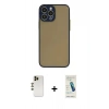 MARSİLYAN™- iPhone 13 Pro Max Kılıf Ahenk Çizgi Serisi - Şeffaf Pasifik Cam Ekran Koruyucu + Shine Kamera Lens - GD