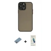 MARSİLYAN™- iPhone 13 Pro Max Kılıf Ahenk Çizgi Serisi - Şeffaf Pasifik Cam Ekran Koruyucu + Shine Kamera Lens Koruma Cam - GI