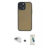 MARSİLYAN™- iPhone 13 Pro Max Kılıf Ahenk Çizgi Serisi - Şeffaf Pasifik Cam Ekran Koruyucu + Sierra Blue Pers Alüminyum Kamera Lens