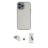 MARSİLYAN™- iPhone 13 Pro Max Kılıf Ahenk Çizgi Serisi - Şeffaf Pasifik Cam Ekran Koruyucu + Sierra Blue Pers Alüminyum Kamera Lens