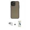 MARSİLYAN™- iPhone 13 Pro Max Kılıf Ahenk Çizgi Serisi - Şeffaf Pasifik Cam Ekran Koruyucu + Sierra Blue Pers Alüminyum Kamera Lens