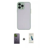 MARSİLYAN™- iPhone 13 Pro Max Kılıf Ahenk Çizgi Serisi - Şeffaf Pasifik Cam Ekran Koruyucu + Yeşil Neon Fosforlu Kamera Lens