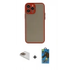 MARSİLYAN™- iPhone 13 Pro Max Kılıf Ahenk Çizgi Serisi - Siyah 18D Cam Ekran Koruyucu + Pers Alüminyum Kamera Lens - GD