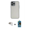 MARSİLYAN™- iPhone 13 Pro Max Kılıf Ahenk Çizgi Serisi - Siyah 18D Cam Ekran Koruyucu + Pers Alüminyum Kamera Lens - GD