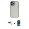 MARSİLYAN™- iPhone 13 Pro Max Kılıf Ahenk Çizgi Serisi - Siyah 18D Cam Ekran Koruyucu + Kırmızı Pers Alüminyum Kamera Lens