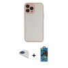 MARSİLYAN™- iPhone 13 Pro Max Kılıf Ahenk Çizgi Serisi - Siyah 18D Cam Ekran Koruyucu + Lacivert Pers Alüminyum Kamera Lens
