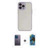 MARSİLYAN™- iPhone 13 Pro Max Kılıf Ahenk Çizgi Serisi - Siyah 18D Cam Ekran Koruyucu + Neon Fosforlu Kamera Lens - MI
