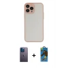 MARSİLYAN™- iPhone 13 Pro Max Kılıf Ahenk Çizgi Serisi - Siyah 18D Cam Ekran Koruyucu + Neon Fosforlu Kamera Lens - MI