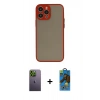 MARSİLYAN™- iPhone 13 Pro Max Kılıf Ahenk Çizgi Serisi - Siyah 18D Cam Ekran Koruyucu + Neon Fosforlu Kamera Lens - YL
