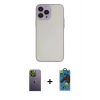 MARSİLYAN™- iPhone 13 Pro Max Kılıf Ahenk Çizgi Serisi - Siyah 18D Cam Ekran Koruyucu + Neon Fosforlu Kamera Lens - YL