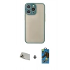 MARSİLYAN™- iPhone 13 Pro Max Kılıf Ahenk Çizgi Serisi - Siyah 18D Cam Ekran Koruyucu + Rainbow Kamera Lens Koruma Cam - REGD