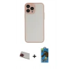 MARSİLYAN™- iPhone 13 Pro Max Kılıf Ahenk Çizgi Serisi - Siyah 18D Cam Ekran Koruyucu + Rainbow Kamera Lens Koruma Cam - KI