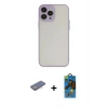 MARSİLYAN™- iPhone 13 Pro Max Kılıf Ahenk Çizgi Serisi - Siyah 18D Cam Ekran Koruyucu + Renkli Kamera Lens Koruma Cam - PE
