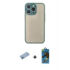 MARSİLYAN™- iPhone 13 Pro Max Kılıf Ahenk Çizgi Serisi - Siyah 18D Cam Ekran Koruyucu + Shine Kamera Lens Koruma Cam - MI