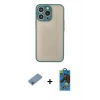 MARSİLYAN™- iPhone 13 Pro Max Kılıf Ahenk Çizgi Serisi - Siyah 18D Cam Ekran Koruyucu + Shine Kamera Lens Koruma Cam - GI