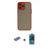 MARSİLYAN™- iPhone 13 Pro Max Kılıf Ahenk Çizgi Serisi - Siyah 18D Cam Ekran Koruyucu + Renkli Kamera Lens Koruma Cam - YL