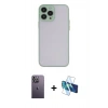 MARSİLYAN™- iPhone 13 Pro Max Kılıf Ahenk Çizgi Serisi - Siyah 3D Antistatik Cam Ekran Koruyucu + Neon Fosforlu Kamera Lens - BZ