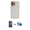 MARSİLYAN™- iPhone 13 Pro Max Kılıf Ahenk Çizgi Serisi - Siyah 3D Antistatik Cam Ekran Koruyucu + Neon Fosforlu Kamera Lens - MI