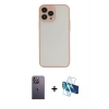 MARSİLYAN™- iPhone 13 Pro Max Kılıf Ahenk Çizgi Serisi - Siyah 3D Antistatik Cam Ekran Koruyucu + Neon Fosforlu Kamera Lens - BZ