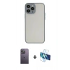 MARSİLYAN™- iPhone 13 Pro Max Kılıf Ahenk Çizgi Serisi - Siyah 3D Antistatik Cam Ekran Koruyucu + Neon Fosforlu Kamera Lens - BZ