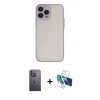 MARSİLYAN™- iPhone 13 Pro Max Kılıf Ahenk Çizgi Serisi - Siyah 3D Antistatik Cam Ekran Koruyucu + Neon Fosforlu Kamera Lens - BZ