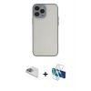 MARSİLYAN™- iPhone 13 Pro Max Kılıf Ahenk Çizgi Serisi - Siyah 3D Antistatik Cam Ekran Koruyucu + Pers Alüminyum Kamera Lens - SABE