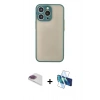 MARSİLYAN™- iPhone 13 Pro Max Kılıf Ahenk Çizgi Serisi - Siyah 3D Antistatik Cam Ekran Koruyucu + Pers Alüminyum Kamera Lens - GI