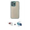 MARSİLYAN™- iPhone 13 Pro Max Kılıf Ahenk Çizgi Serisi - Siyah 3D Antistatik Cam Ekran Koruyucu + Pers Alüminyum Kamera Lens - KI