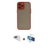 MARSİLYAN™- iPhone 13 Pro Max Kılıf Ahenk Çizgi Serisi - Siyah 3D Antistatik Cam Ekran Koruyucu + Pers Alüminyum Kamera Lens - GI