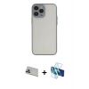 MARSİLYAN™- iPhone 13 Pro Max Kılıf Ahenk Çizgi Serisi - Siyah 3D Antistatik Cam Ekran Koruyucu + Rainbow Kamera Lens Koruma Cam - MR