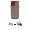 MARSİLYAN™- iPhone 13 Pro Max Kılıf Ahenk Çizgi Serisi - Siyah 3D Antistatik Cam Ekran Koruyucu + Rainbow Kamera Lens Koruma Cam - MR