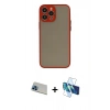 MARSİLYAN™- iPhone 13 Pro Max Kılıf Ahenk Çizgi Serisi - Siyah 3D Antistatik Cam Ekran Koruyucu + Rainbow Kamera Lens Koruma Cam - MI
