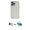 MARSİLYAN™- iPhone 13 Pro Max Kılıf Ahenk Çizgi Serisi - Siyah 3D Antistatik Cam Ekran Koruyucu + Rainbow Kamera Lens Koruma Cam - KI