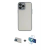 MARSİLYAN™- iPhone 13 Pro Max Kılıf Ahenk Çizgi Serisi - Siyah 3D Antistatik Cam Ekran Koruyucu + Rainbow Kamera Lens Koruma Cam - MI