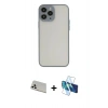 MARSİLYAN™- iPhone 13 Pro Max Kılıf Ahenk Çizgi Serisi - Siyah 3D Antistatik Cam Ekran Koruyucu + Rainbow Kamera Lens Koruma Cam - BZ