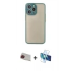 MARSİLYAN™- iPhone 13 Pro Max Kılıf Ahenk Çizgi Serisi - Siyah 3D Antistatik Cam Ekran Koruyucu + Rainbow Kamera Lens Koruma Cam - KI