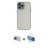 MARSİLYAN™- iPhone 13 Pro Max Kılıf Ahenk Çizgi Serisi - Siyah 3D Antistatik Cam Ekran Koruyucu + Rainbow Kamera Lens Koruma Cam - KI
