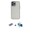 MARSİLYAN™- iPhone 13 Pro Max Kılıf Ahenk Çizgi Serisi - Siyah 3D Antistatik Cam Ekran Koruyucu + Renkli Kamera Lens Koruma Cam - PE