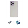 MARSİLYAN™- iPhone 13 Pro Max Kılıf Ahenk Çizgi Serisi - Siyah 3D Antistatik Cam Ekran Koruyucu + Renkli Kamera Lens Koruma Cam - SI