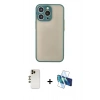 MARSİLYAN™- iPhone 13 Pro Max Kılıf Ahenk Çizgi Serisi - Siyah 3D Antistatik Cam Ekran Koruyucu + Shine Kamera Lens - GD