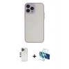 MARSİLYAN™- iPhone 13 Pro Max Kılıf Ahenk Çizgi Serisi - Siyah 3D Antistatik Cam Ekran Koruyucu + Shine Kamera Lens - GD